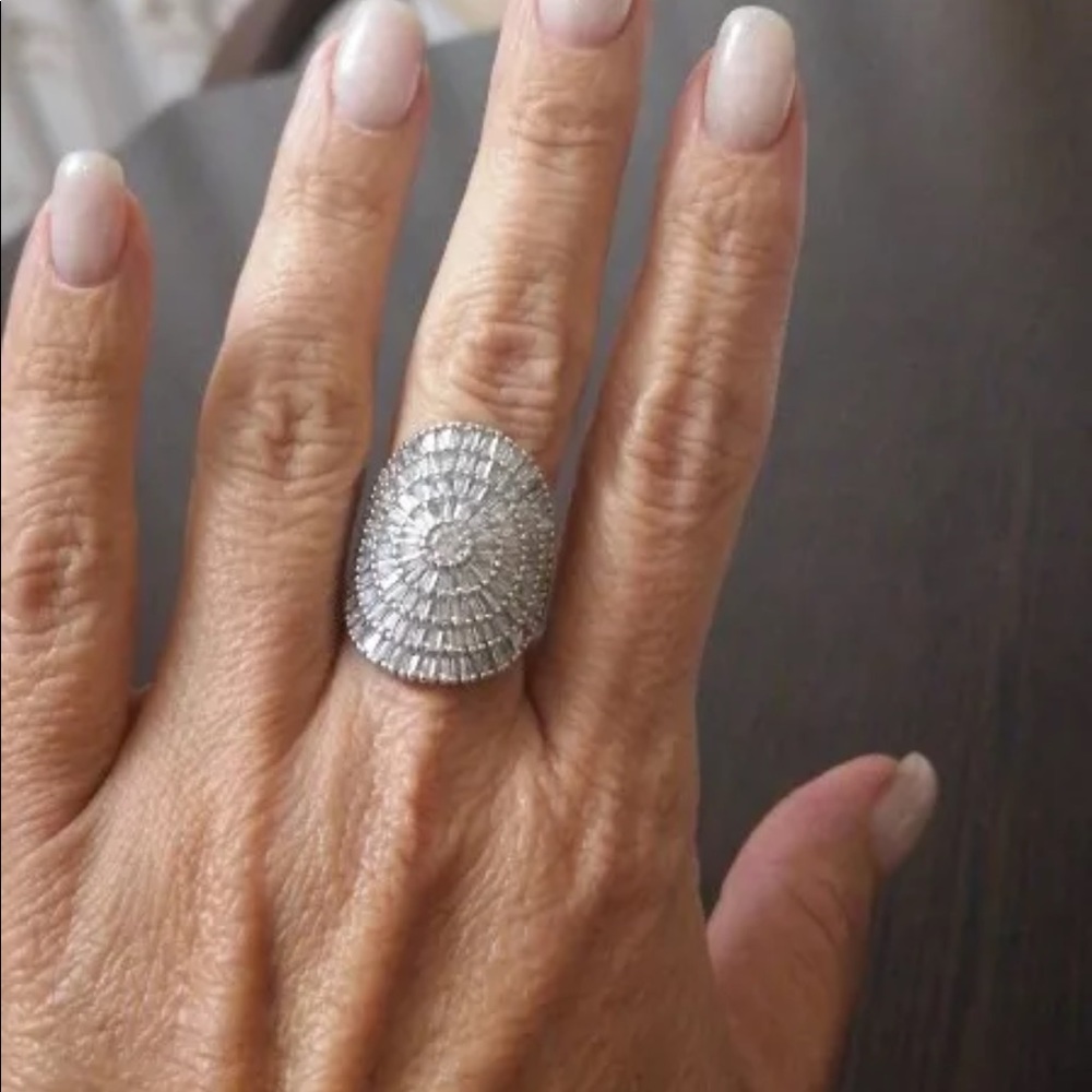 Princess Cut Cubic Zirconia Sterling Silver Ring - Picture 11 of 11
